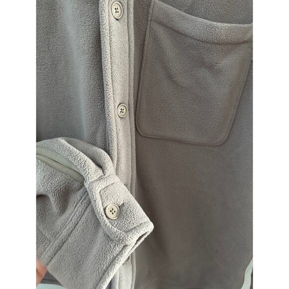 Aritzia TNA Polar Fleece Button up Shirt Jacket Taupe Size 2 (Large) - Picture 11 of 12